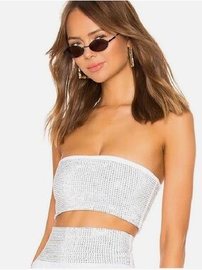 I.AM.GIA Aurora Rhinestone Bandeau Top – Silver Diamanté, size XS